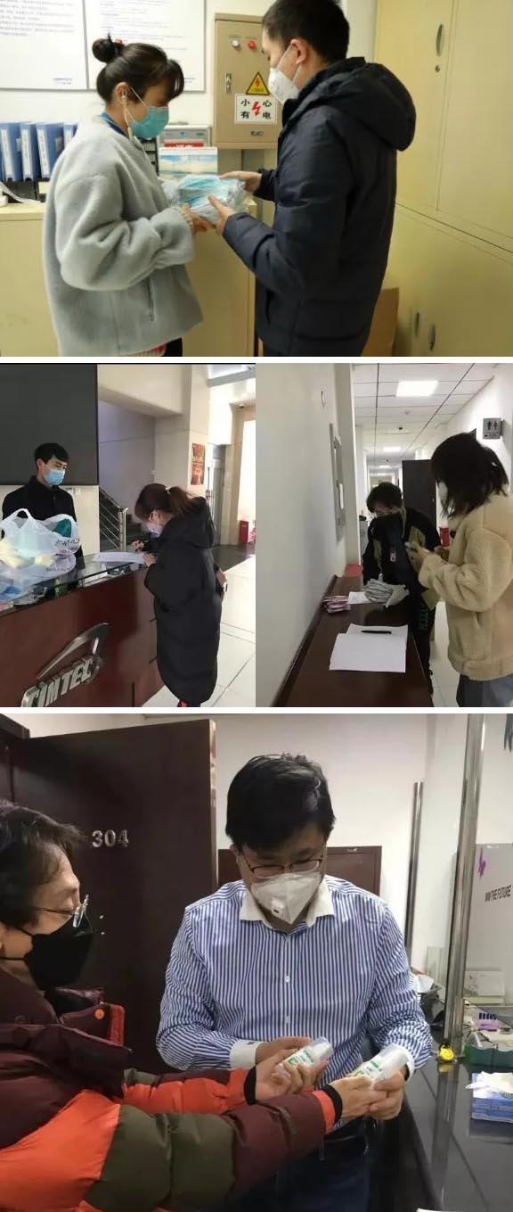 發放防護物資：口罩、手套、消毒液、洗手液